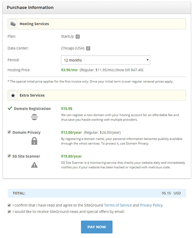 SiteGround step 3