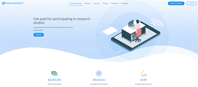 Respondent sign up page