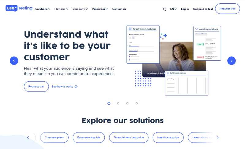 UserTesting website homepage