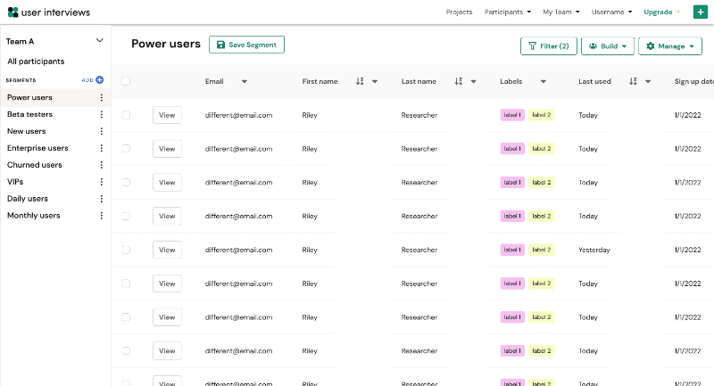 Preview of the User Interviews research hub