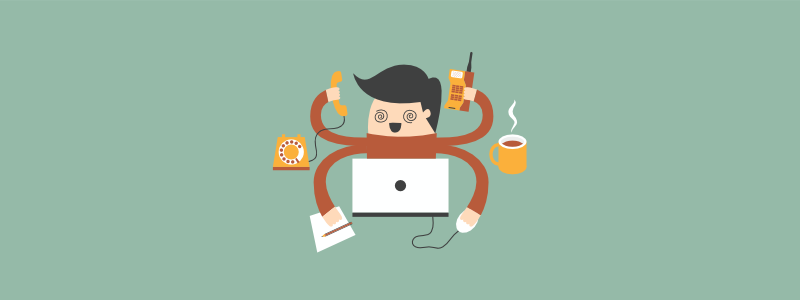 Guy multitasking on computer