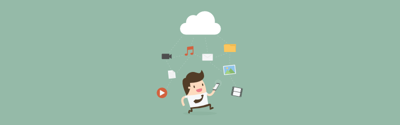 Cartoon guy using smartphone apps