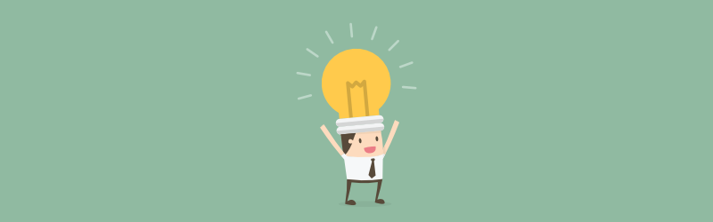 Business man with lightbulb on head