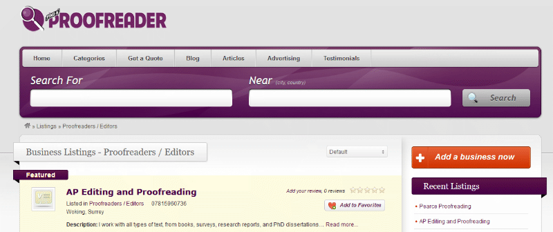 Find A Proofreader business listings
