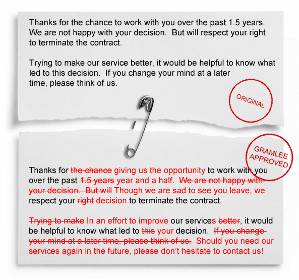 Gramlee copy editing example
