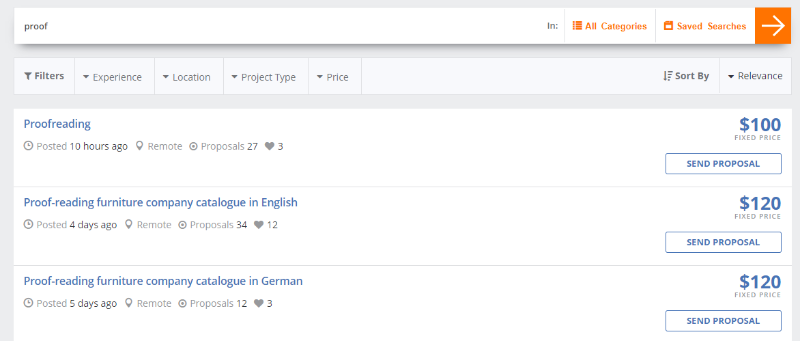 PeoplePerHour online proofreading jobs search