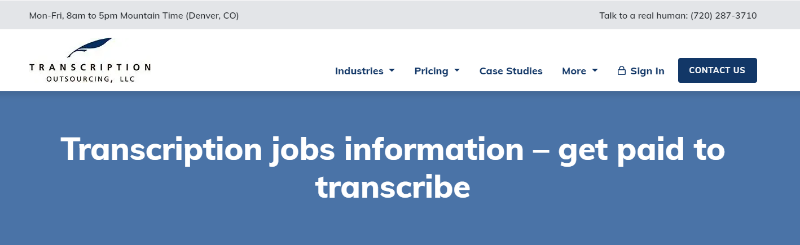 Transcription outsourcing LLC job preview