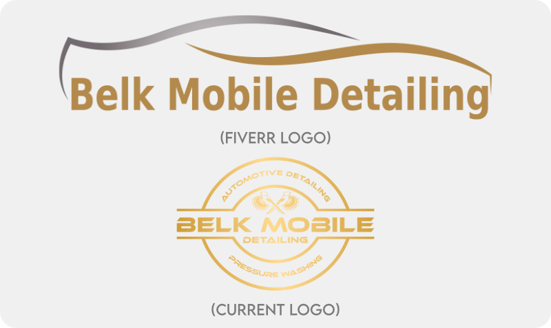 Belk Mobile Detailing first Fiverr logo compared to current logo