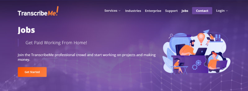TranscribeMe jobs page