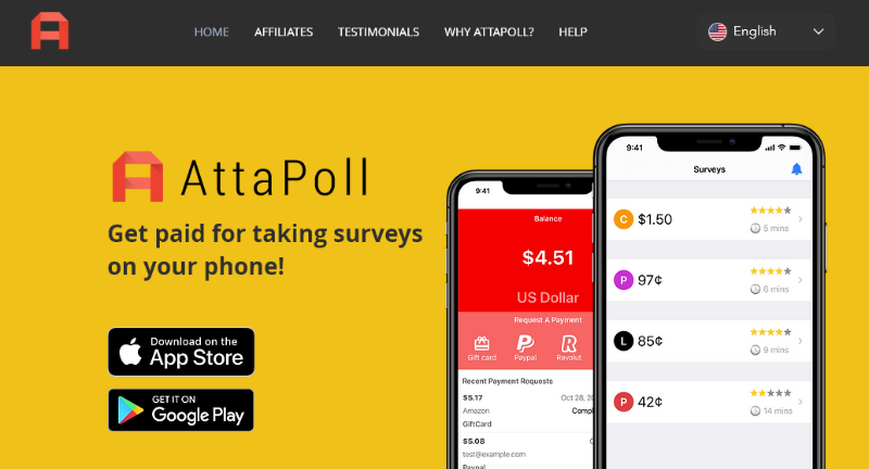 AttaPoll website homepage