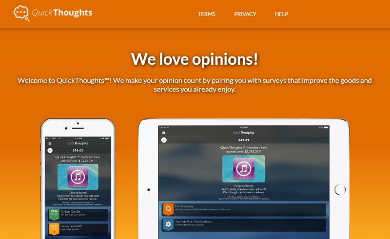 QuickThoughts website homepage
