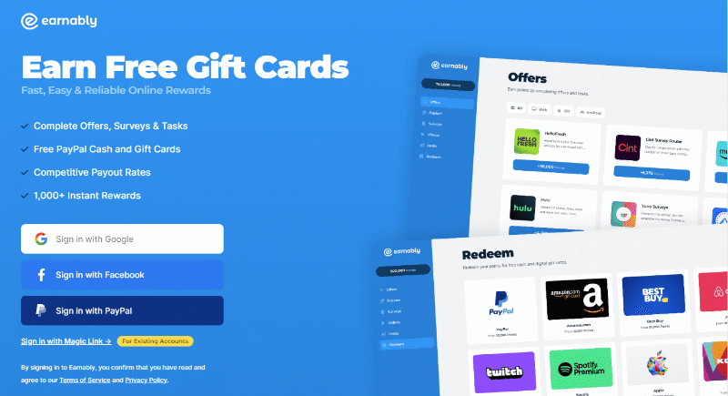 Earnably website homepage