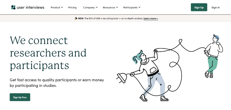 User Interviews website homepage