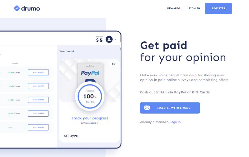 Drumo website homepage