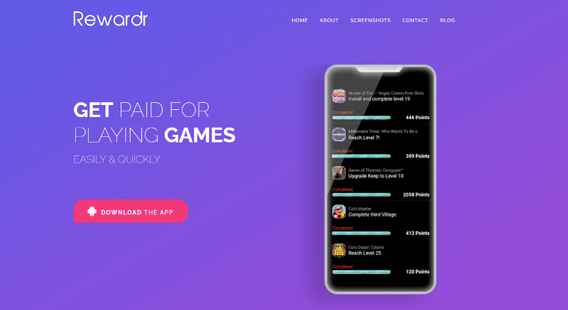 Rewardr website homepage