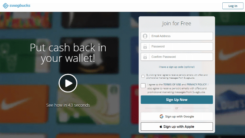 Swagbucks website homepage