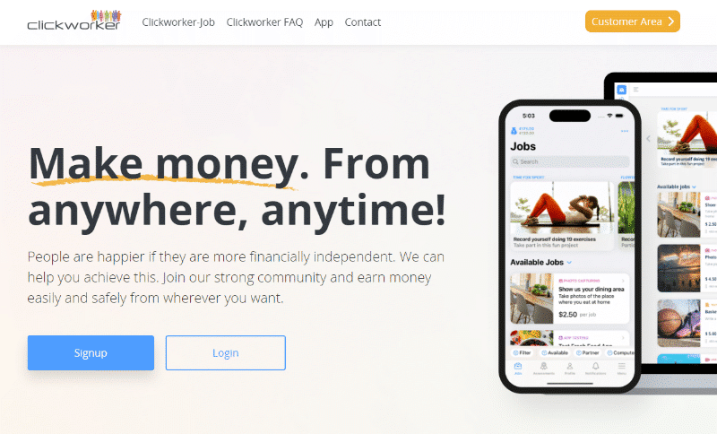 Clickworker tasker website homepage