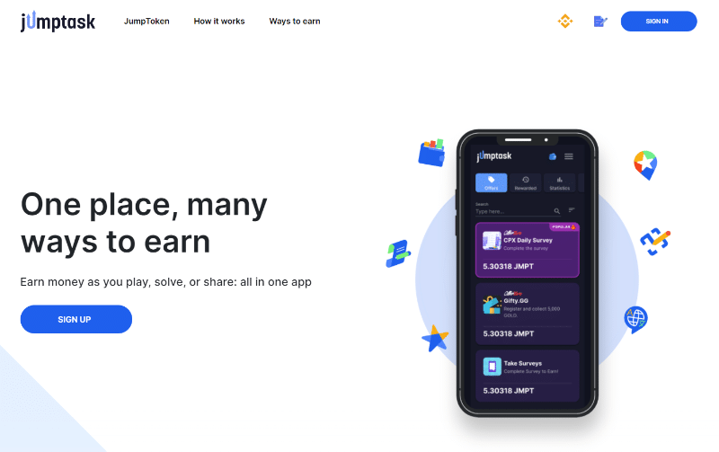JumpTask website homepage