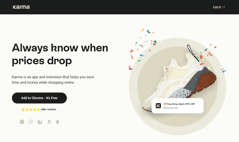 Karma website homepage