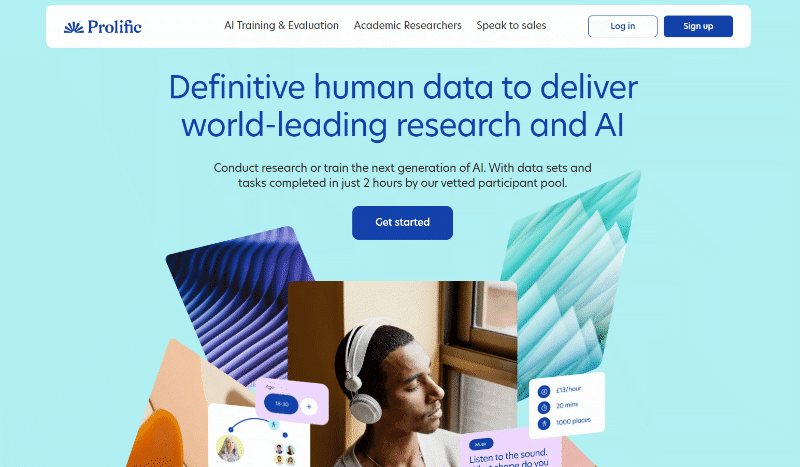 Prolific website homepage