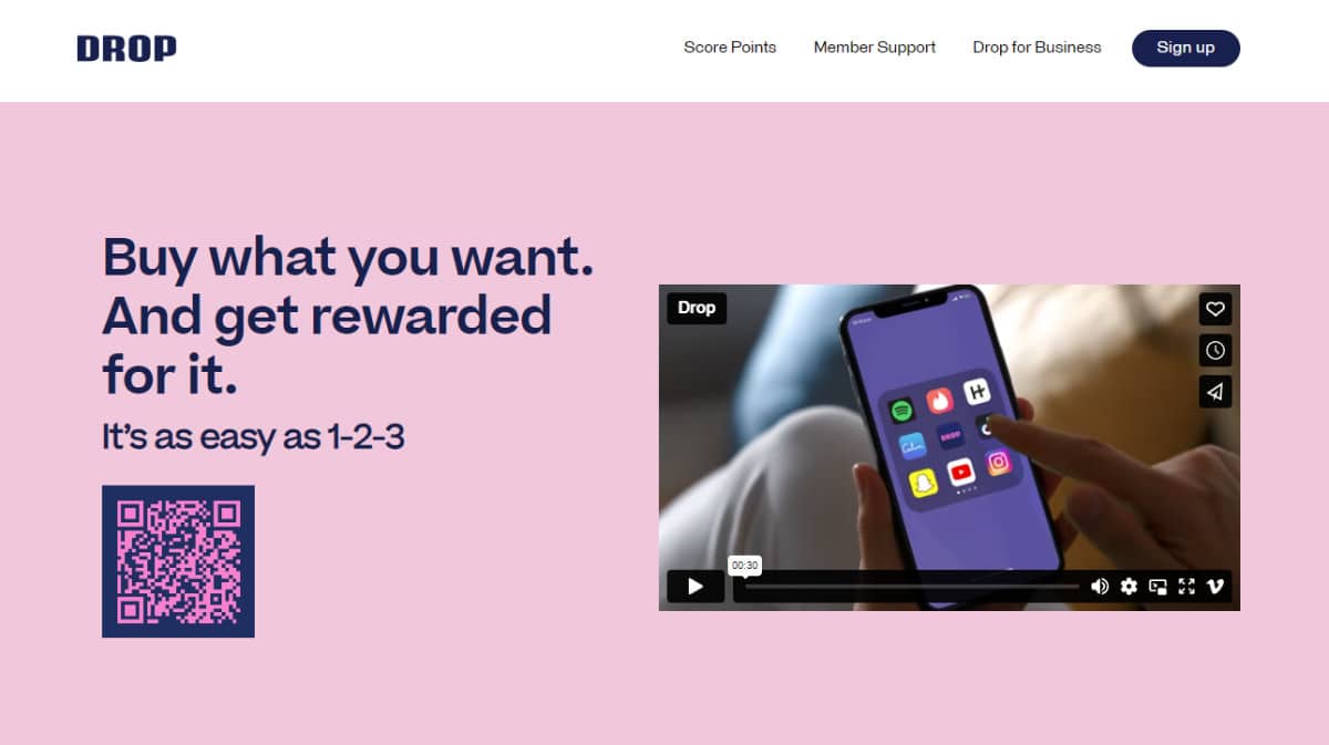 Drop website homepage