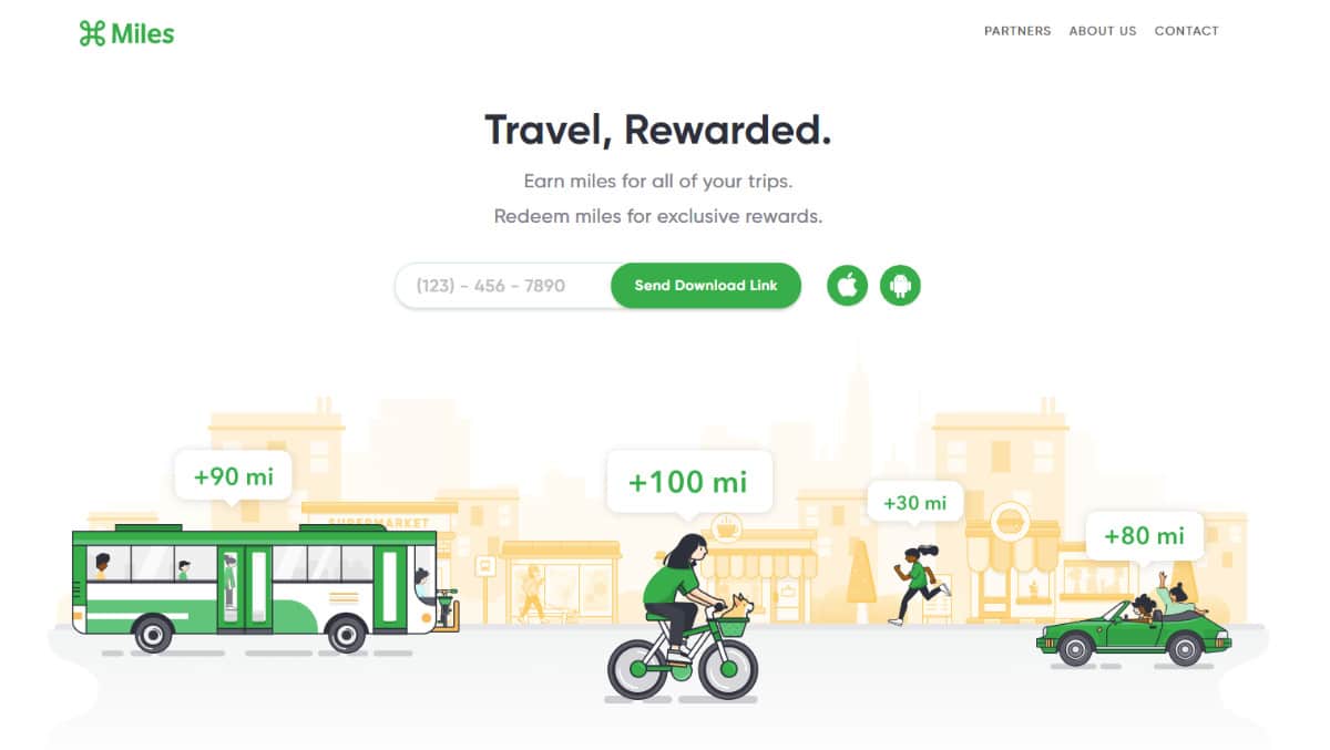 miles app website homepage