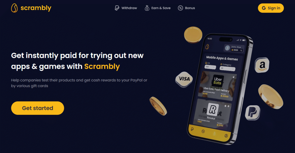 Scrambly website homepage