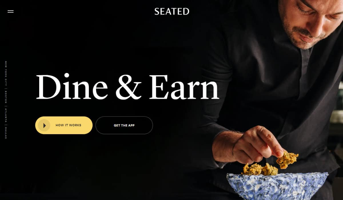 Seated website homepage