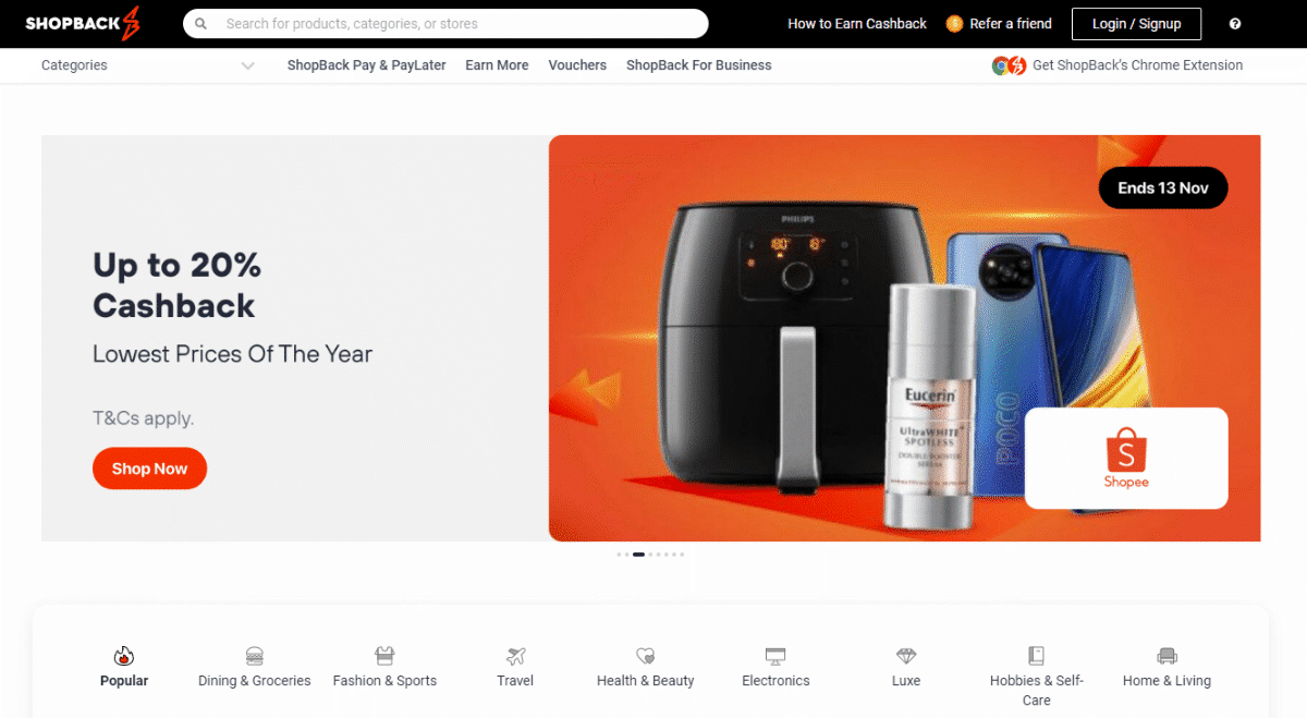 ShopBack website homepage