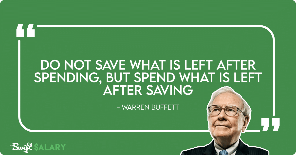 warren buffett money saving quote spend after saving