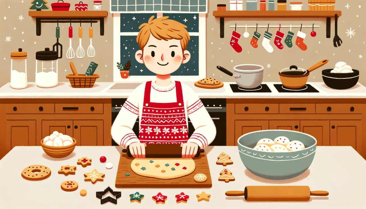 cartoon guy baking holiday treats