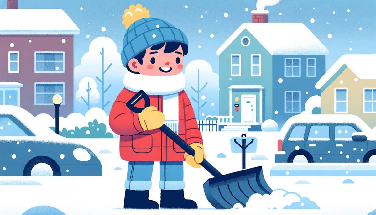 cartoon person shoveling snow