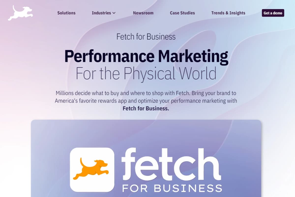 Fetch for Business website homepage