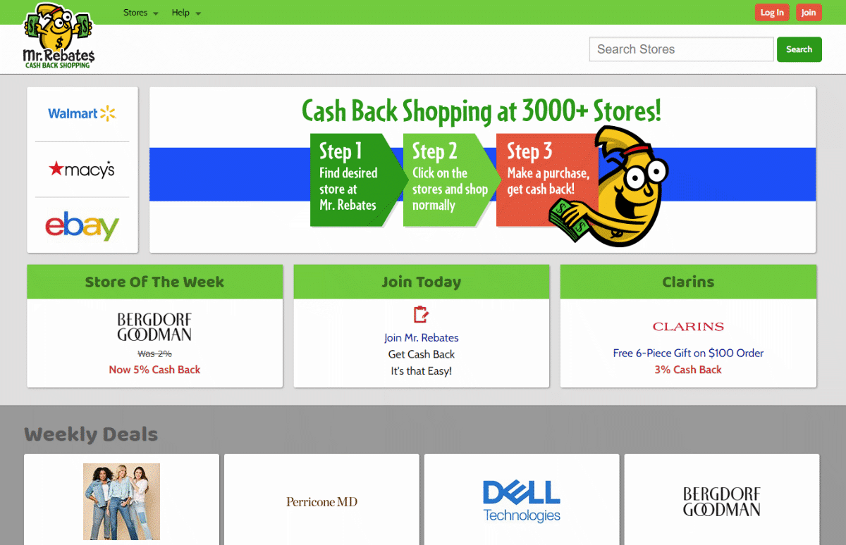 Mr. Rebates website homepage