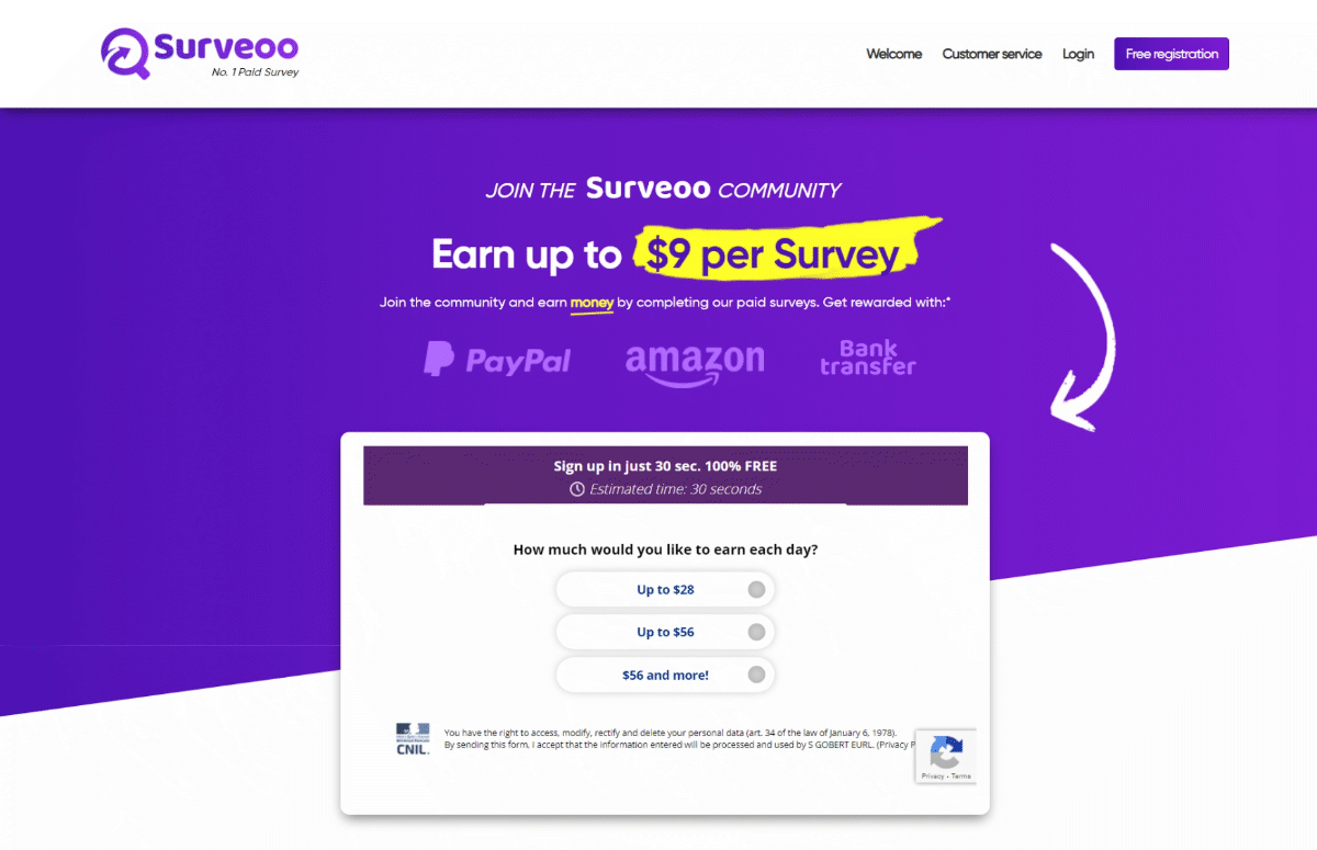 Surveoo website homepage