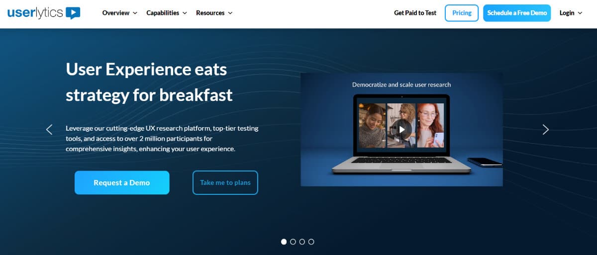 Userlytics website homepage