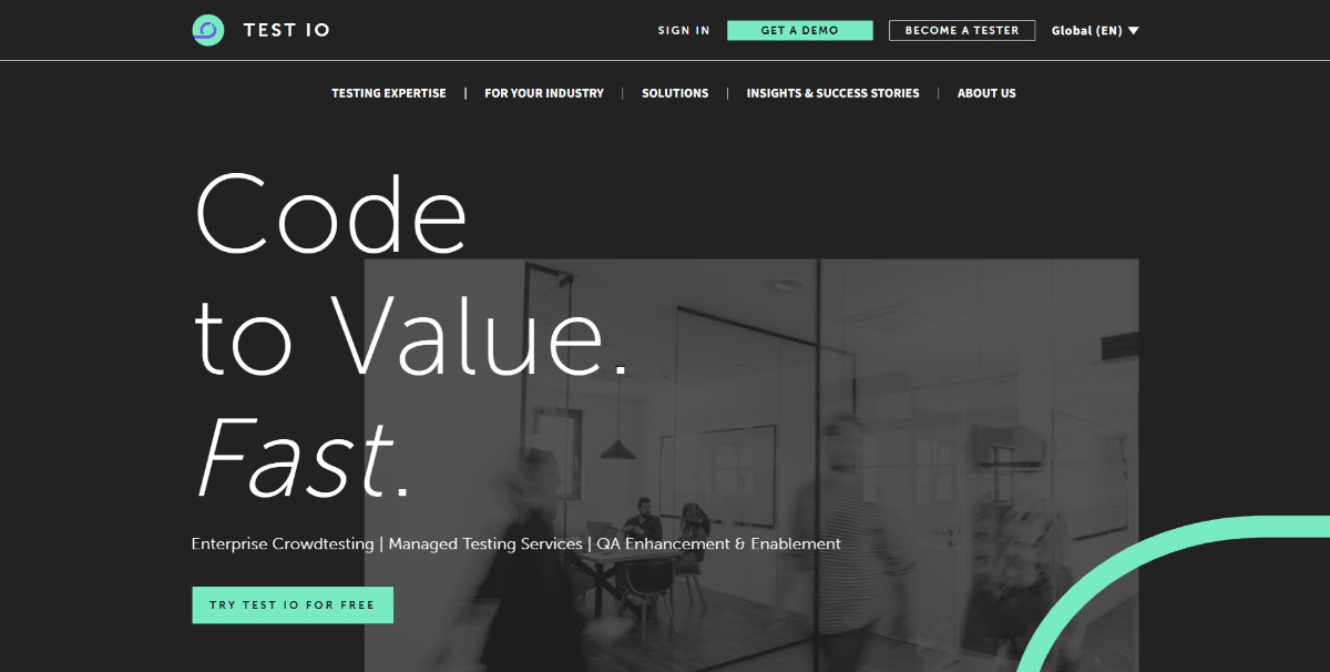 Test IO website homepage
