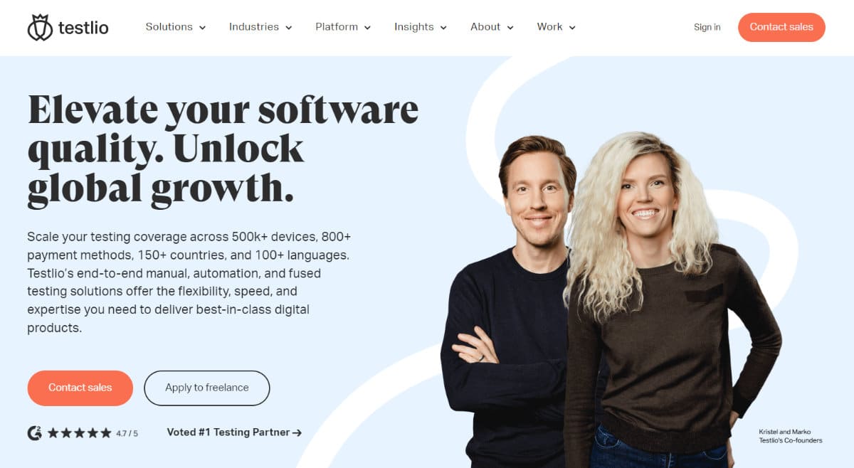 Testlio website homepage
