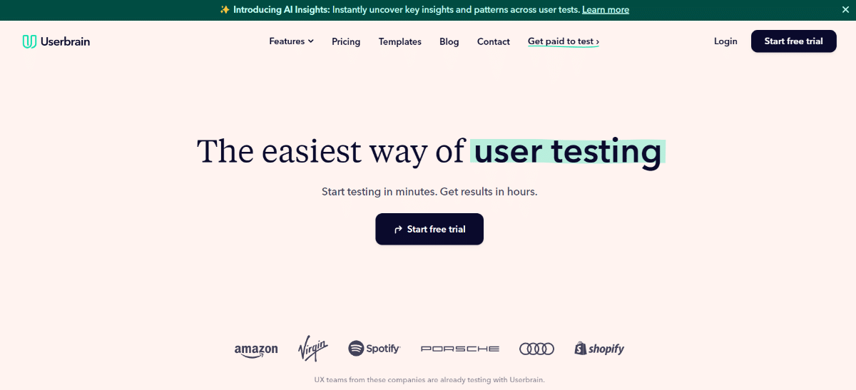 Userbrain website homepage